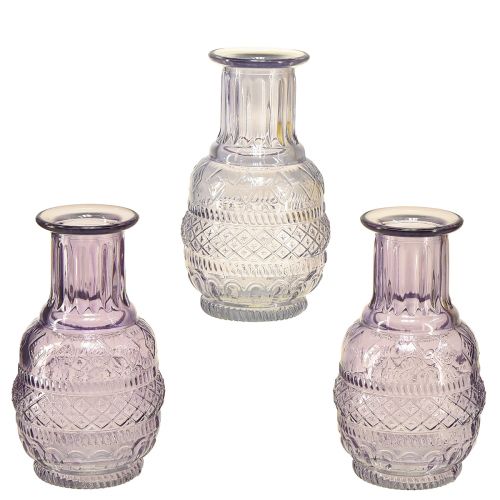 Floristik24 Glasvasen Minivasen Helllila Lila Retro Stil H13cm 3St