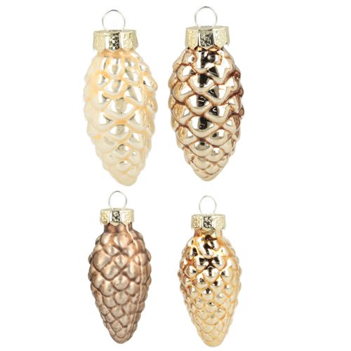 Floristik24 Glaszapfen zum Hängen Zapfen Glas Braun Gold 5,5cm 14 St