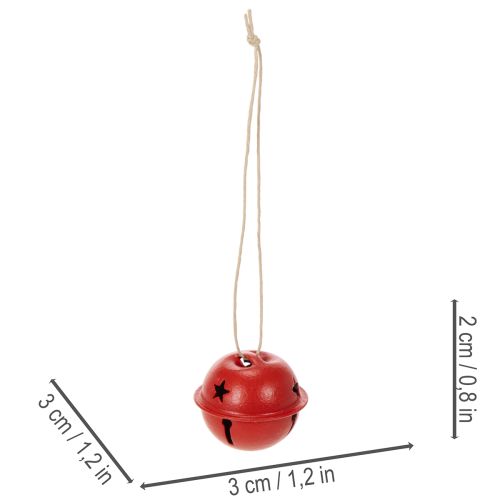 Rote Metallglöckchen mit Sternenmuster 3 cm 9er-Set | Floristik24.at