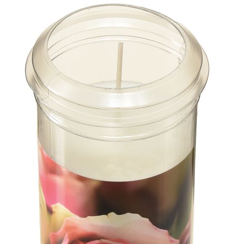 Floristik24 Grabkerzen mit Rosen Motiv Grabschmuck Ø7cm H18cm 3St