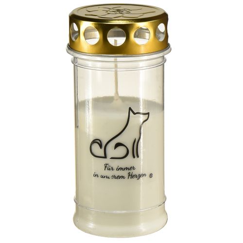 Artikel Grablicht Hund Grabkerze für Tiere Weiß Ø7cm H16,5cm