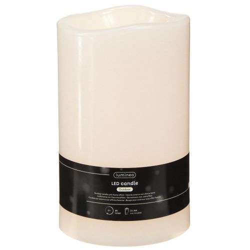 LED Kerze mit Timer Ø12,5cm H20cm Cremefarben Warmweiß Kunststoff | Floristik24.at