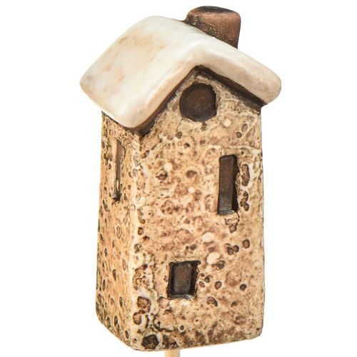 Artikel Charmantes Keramikhaus-Dekoration auf Stäben – Verschiedene Brauntöne, 6 cm – Idyllische Gartenstecker – 6St