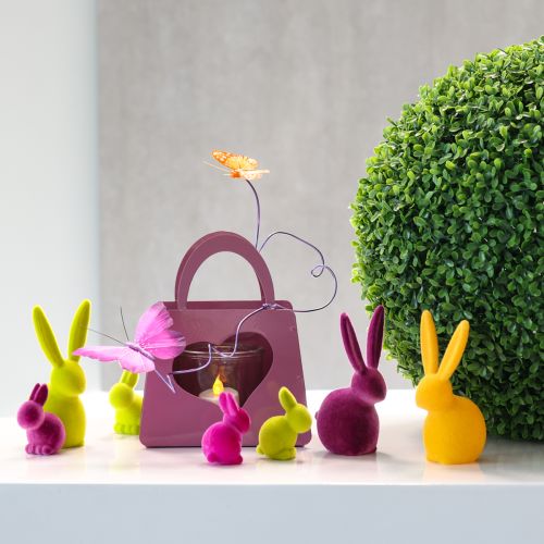 Floristik24 Hase beflockt Bunt H13cm Sortiert 6 St