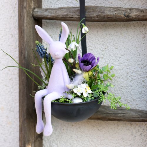 Artikel Hasen Kantenhocker Osterhasen beflockt Lila Flieder – 2. Wahl – 28cm 3 St