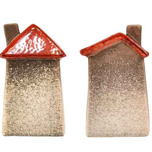 Artikel Liebevolle Keramik-Häuser – Herzdesign, Rot & Natur, 17.5 cm – Romantische Deko für zu Hause 2 St