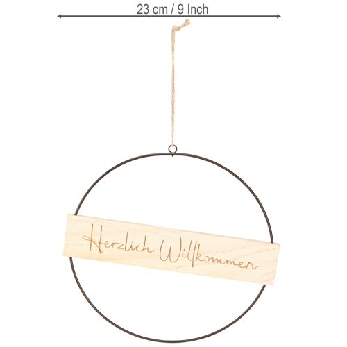 Artikel Willkommen Dekoring Metall Holz Schwarz Natur 23cm 3St