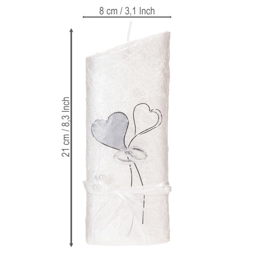 Artikel Hochzeitskerze Kerze Silberhochzeit Kerze Weiß 210/85mm
