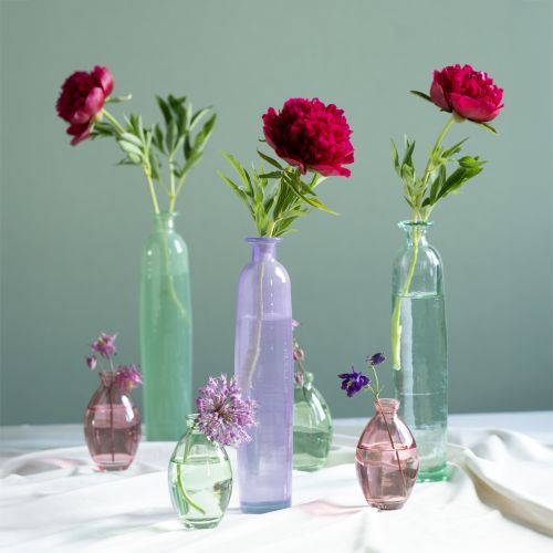 Hohe Blumenvase Lila Flaschen Deko Glas Ø6,5cm H30cm