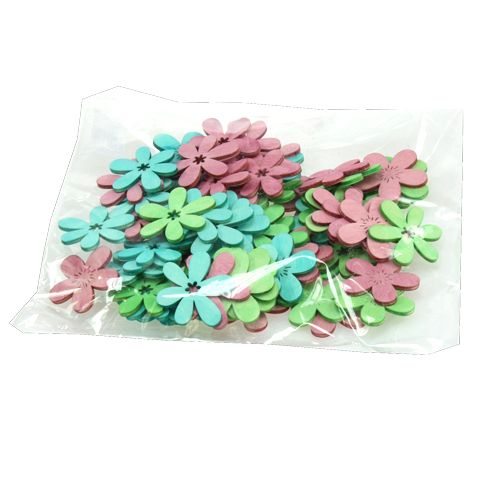 Floristik24 Streudeko Holzblüten farbig sort. Ø4cm 72 St