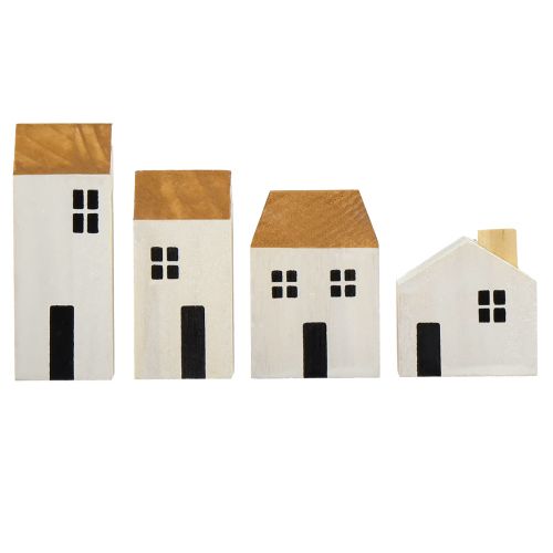 Floristik24 Holzhäuschen Deko Häuser Holz Weiß Braun 4,5-8cm 4 St
