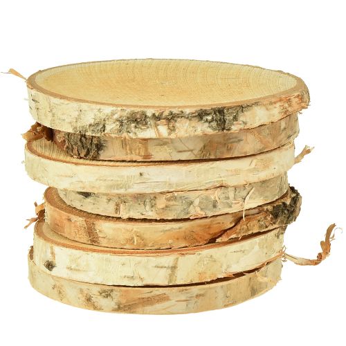 Floristik24 Holzscheiben mit Rinde Birkenscheibe Natur Ø9-10cm 7 St