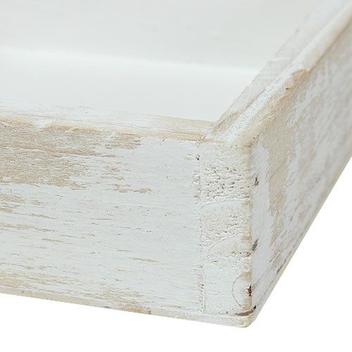 Floristik24 Mini Holztablett Weiß 12cm x 12cm x 3cm