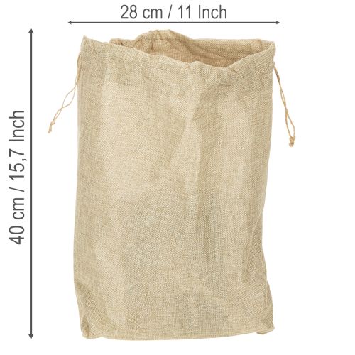 Jute-Beutel mit Kunststoff-Innenfolie 28×10×40cm natur | Floristik24.at