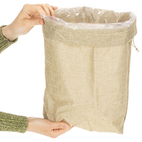 Jute-Beutel mit Kunststoff-Innenfolie 28×10×40cm natur | Floristik24.at