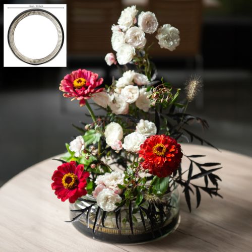 Großer Ikebana Kenzan-Ring aus Metall mit 474 Messingnadeln