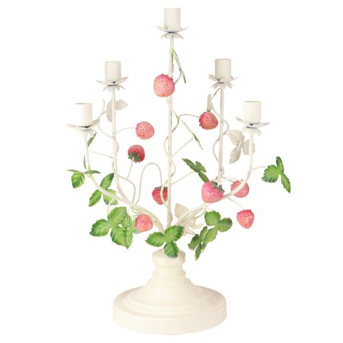 Kerzenleuchter 5-armig Creme Metall Erdbeer Deko H44cm | Floristik24.at