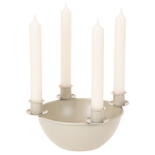 Kerzenschale mit 4 Haltern für Adventskranz Beige 15cm Kunststoff | Floristik24.at