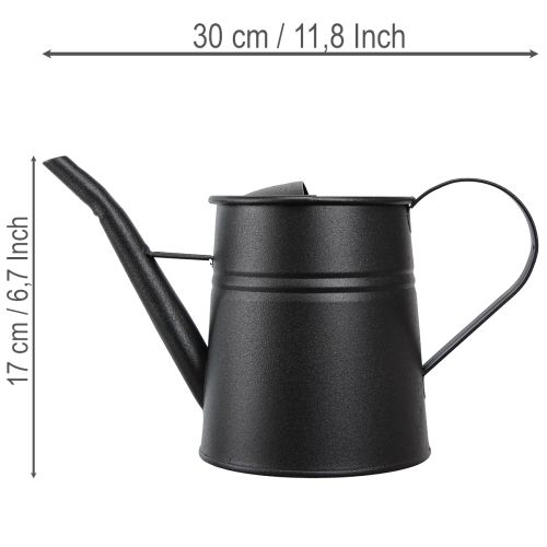 Gießkanne Metall Schwarz 30x13x17cm 1,7l Pflanzgefäß für Innen und Balkon | Floristik24.at