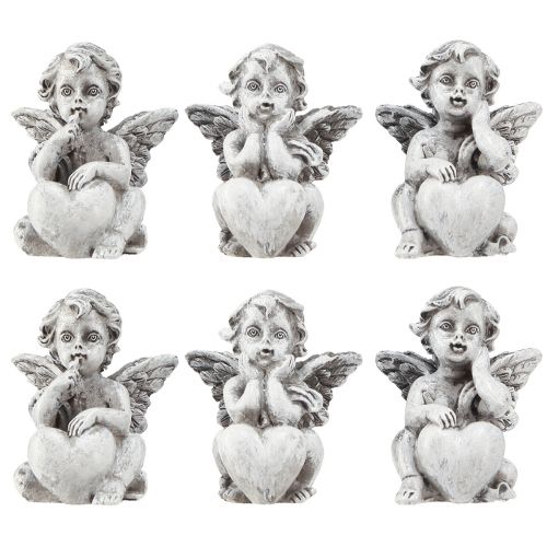 Artikel Kleiner Engel mit Herz Grabschmuck Figur Grau H5,5cm 6 St