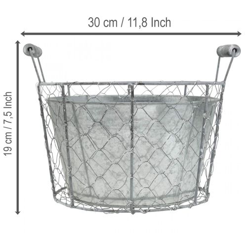 Artikel Drahtkorb Metall mit Einsatz Ø26cm Silber-Weiß für Pflanzen und Dekoration
