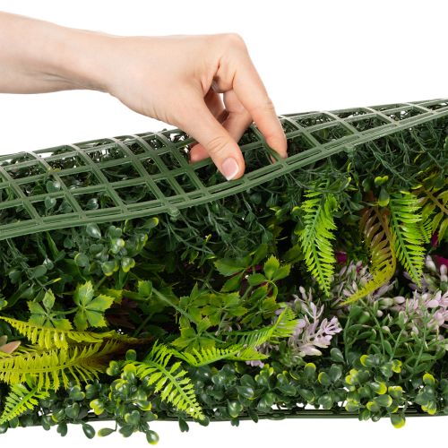 Künstliche Pflanzenwand 100 x 55 cm aus Kunststoff, Grün mit Bunten Akzenten für Innenräume | Floristik24.at