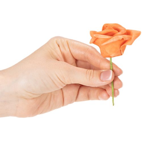 Künstliche Rosen orange 5 cm Blüte einzeln 100 Stück | Floristik24.at