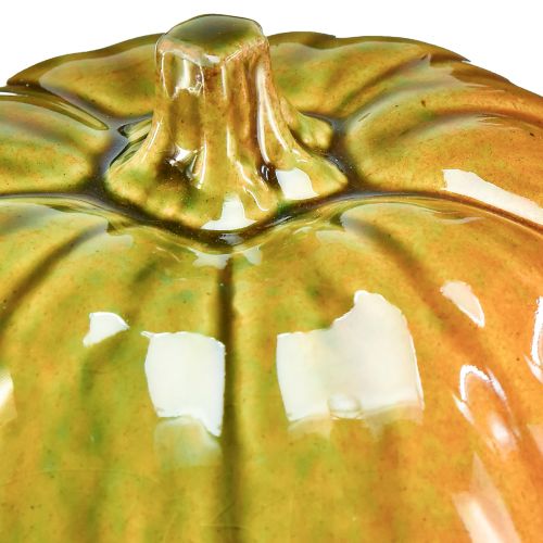Floristik24 Dekorativer Keramik-Kürbis in leuchtenden Grüntönen – 17,5 cm – Perfekt für herbstliche Tischdekoration