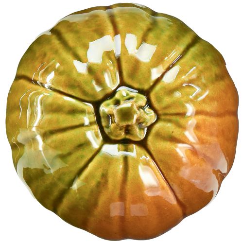 Floristik24 Dekorativer Keramik-Kürbis in leuchtenden Grüntönen – 17,5 cm – Perfekt für herbstliche Tischdekoration