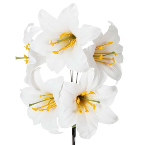 Kunstblumen Lilien Weiß mit Draht 35 cm 5er-Set