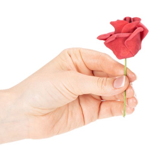 Künstliche Rose aus Schaumstoff Rot mit Drahtstiel 5 cm 100 Stück | Floristik24.at