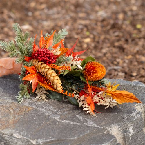 Artikel Kunstblumen Banksia mit Metallkern flexibler Stiel 3 Stiele Orange