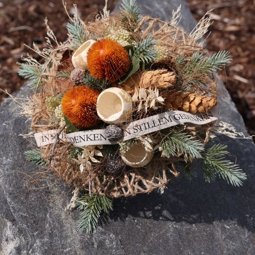 Artikel Kunstblumen Banksia mit Metallkern flexibler Stiel 3 Stiele Orange