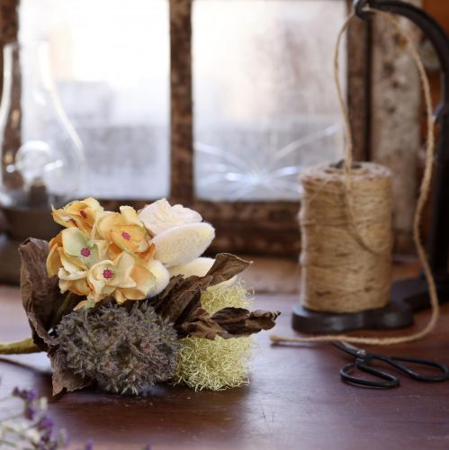 Artikel Kunstblumenstrauß Rose Hortensie Dry Look Vintage Deko 38cm