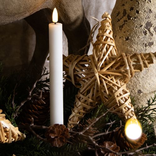 Artikel LED Kerzen Weiß Stabkerzen Wachs Warmweiß 24,5cm 2 St