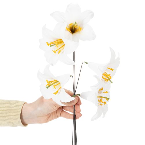 Lilie am Draht mittel 35cm Weiß Gelb 25 Stück Kunststoff | Floristik24.at