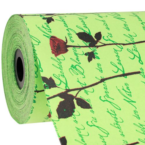 Floristik24 Manschettenpapier Grün Rosen Blumenpapier 25cm 100m