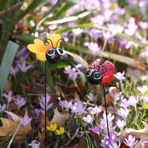 Artikel Marienkäfer und Biene mit Stab Gartendeko Metall 46cm 2St