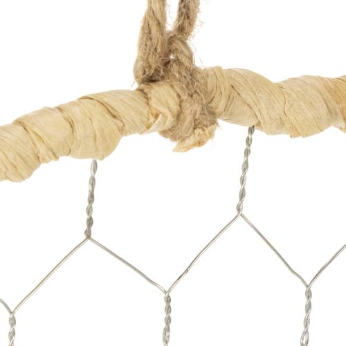 Metall-Dekoring Silber Ø28cm mit Natur-Raffia 4er Set | Floristik24.at