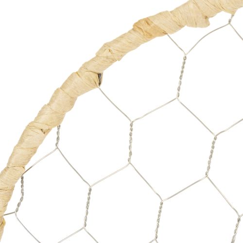 Metall-Dekoring Silber Ø28cm mit Natur-Raffia 4er Set | Floristik24.at