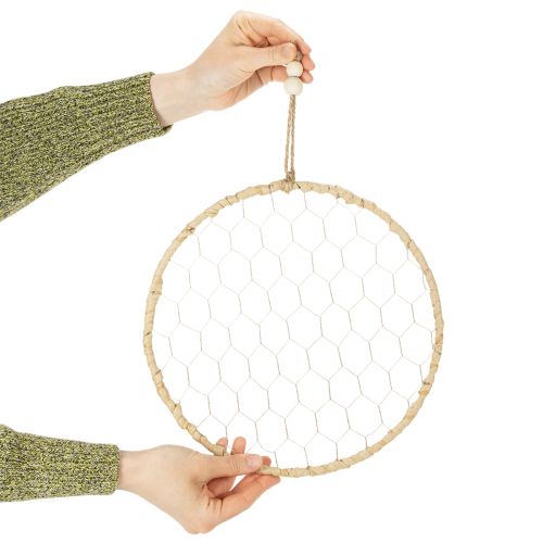 Metall-Dekoring Silber Ø28cm mit Natur-Raffia 4er Set | Floristik24.at