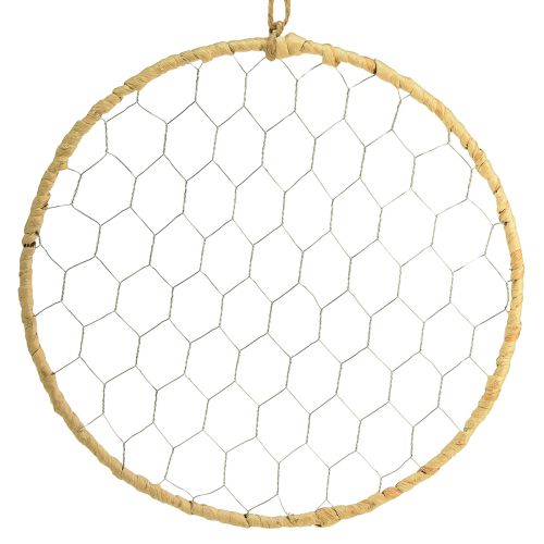 Metall Dekoring zum Hängen Raffia Silber Natur Ø28cm 4 St