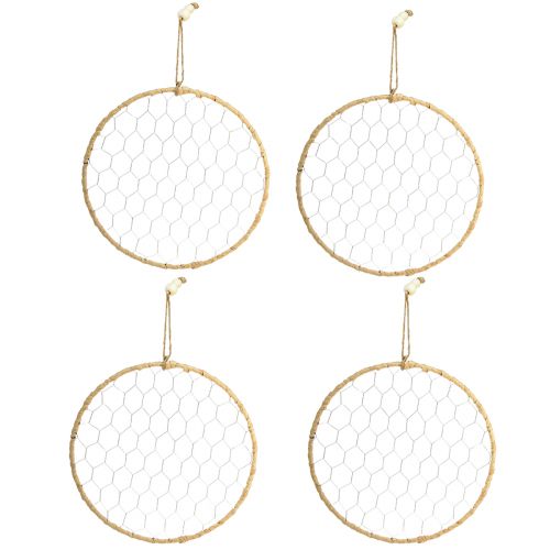 Artikel Metall Dekoring zum Hängen Raffia Silber Natur Ø28cm 4 St