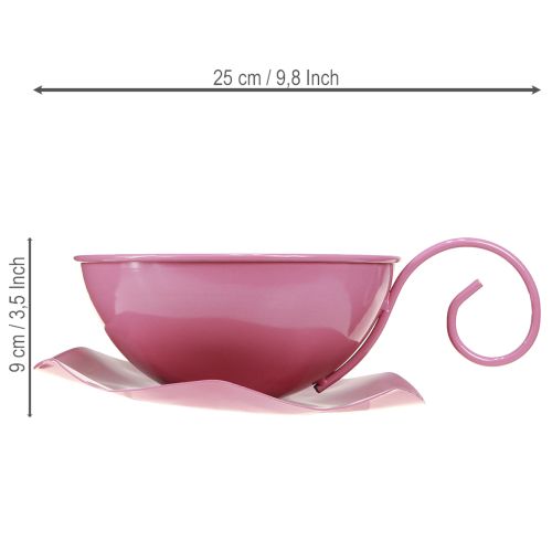 Artikel Metalltasse Ø16cm H9cm Deko Tasse mit Unterteller Pink 2St
