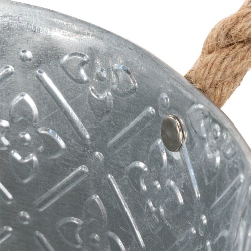 Blumentopf Metall Ø18cm mit Jutegriffen und Blumenmuster für Innen- und Außendekoration | Floristik24.at