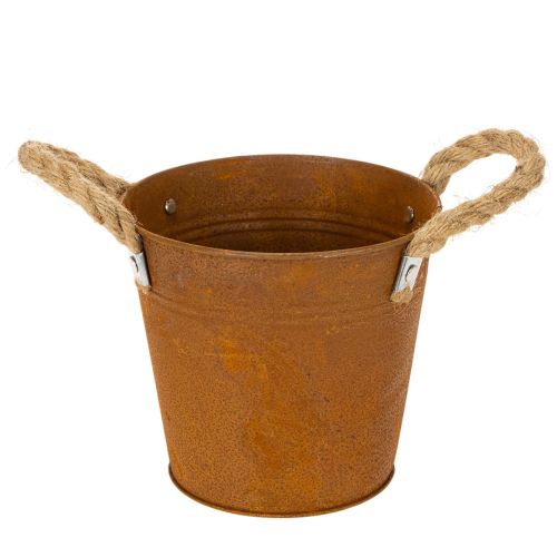 Metalltopf mit Griffen Ø16,5cm H15cm, Rostoptik für Kräuter und Dekoration | Floristik24.at
