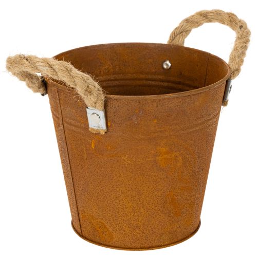 Metalltopf mit Griffen Ø16,5cm H15cm, Rostoptik für Kräuter und Dekoration bestellen | Floristik24.at