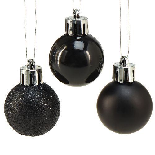 Floristik24 Mini Baumkugeln Schwarz Bruchfest Kunststoff Ø3cm 14St