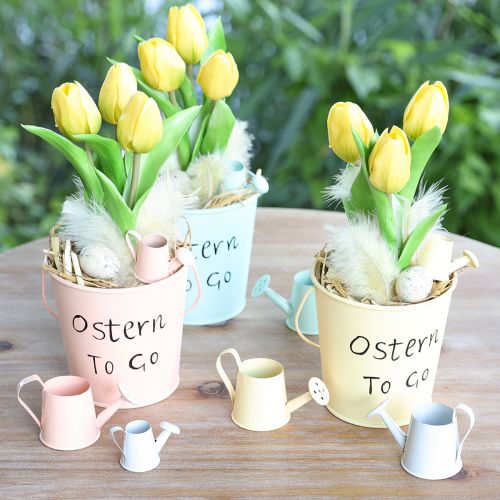 Artikel Mini Gießkanne Metall Deko Frühling 4 Farben 5cm 8 St
