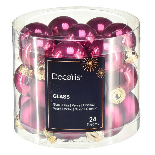 Artikel Mini Glaskugeln Weihnachten Baumkugeln Pink Ø2,5cm 22 St